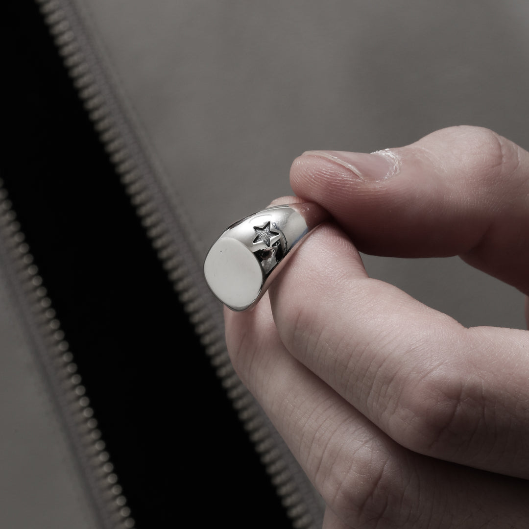 S925 Sun and Moon Signet Ring / B&C