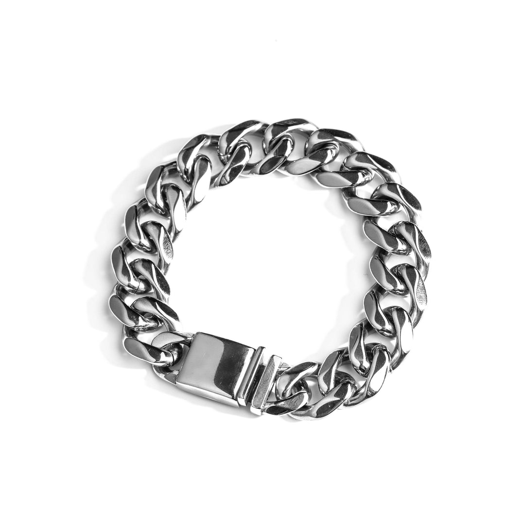 【15mm】316L Flat Link Chain Bracelet