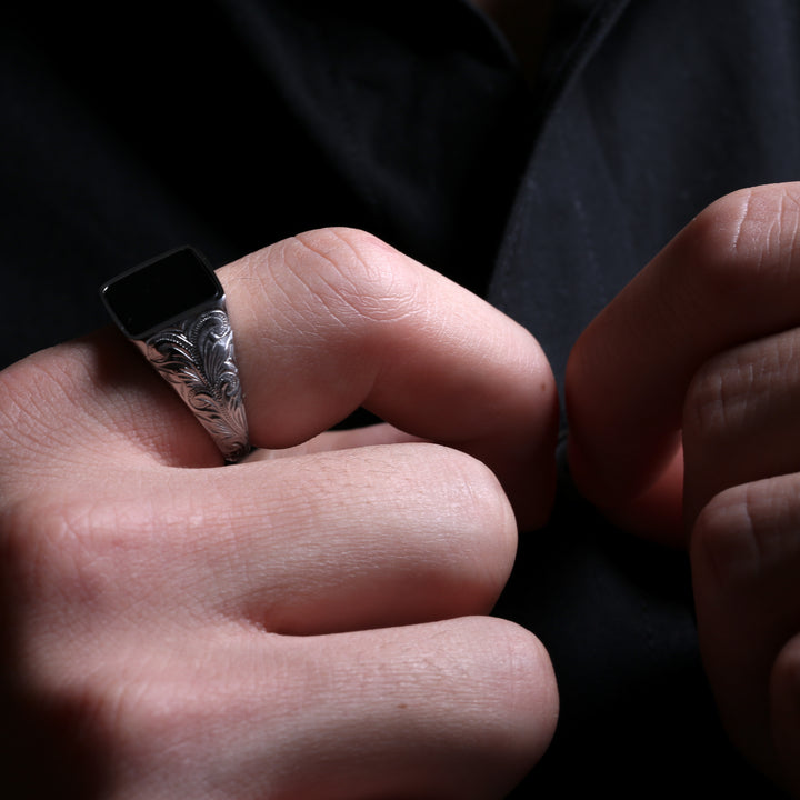 316L Hawaiian Signet Ring Silver
