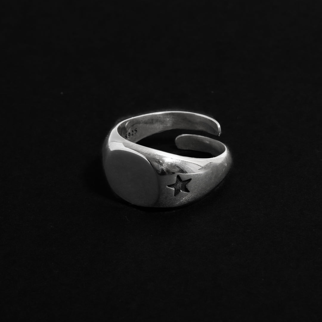 S925 Sun and Moon Signet Ring / B&C