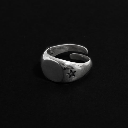 S925 Sun and Moon Signet Ring / B&C