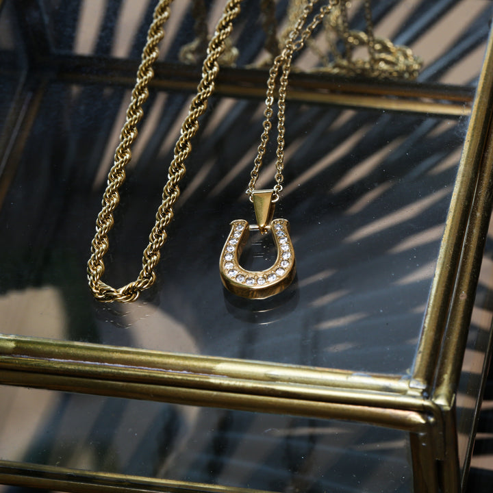 Horseshoe Reversible Necklace Gold