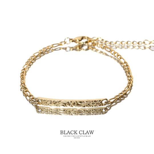 【Engraved Hawaiian Bar Bracelet】 【GOLD】