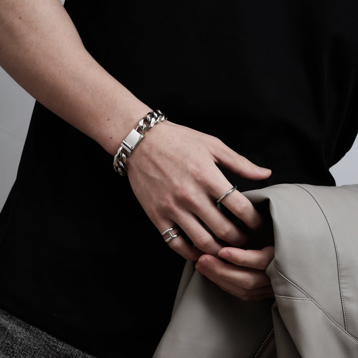 【15mm】316L Flat Link Chain  Necklace＆Bracelet SET