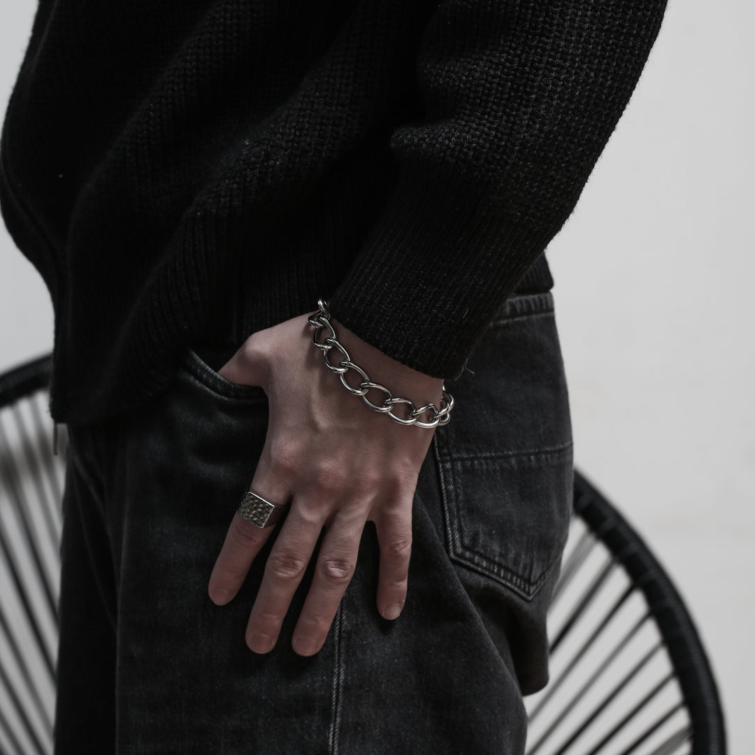 316l Hammered Square Ring　【silver or gold】