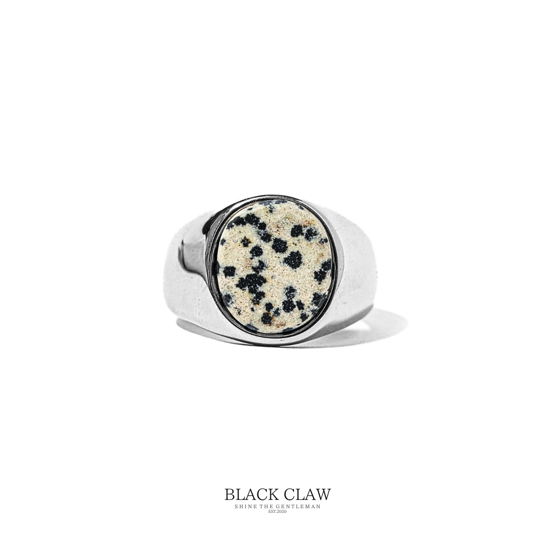Dalmatian Stone Signet Ring SILVER 正面