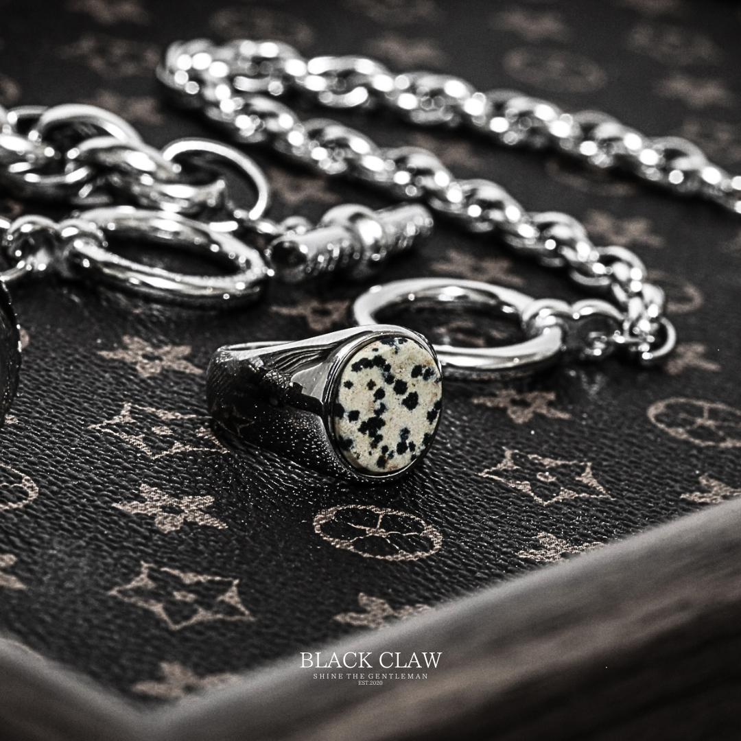 Dalmatian Stone Signet Ring SILVER ラグジュアリースタイリング
