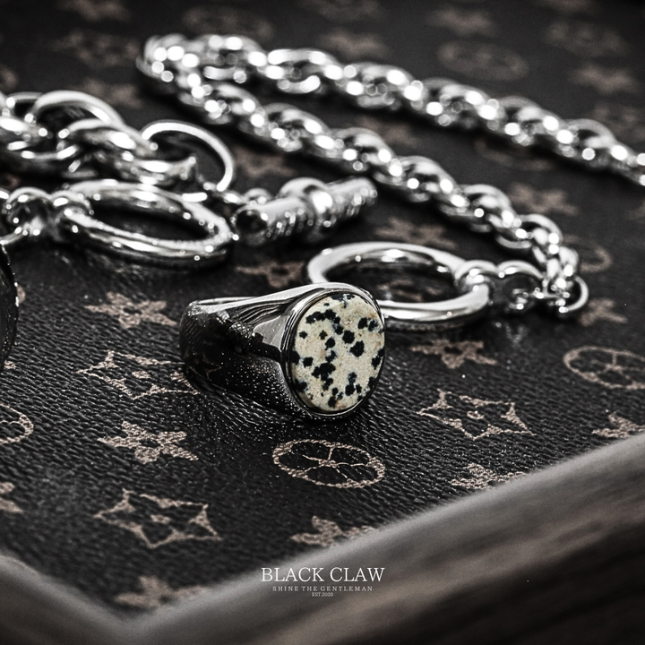 Dalmatian Stone Signet Ring SILVER ラグジュアリースタイリング