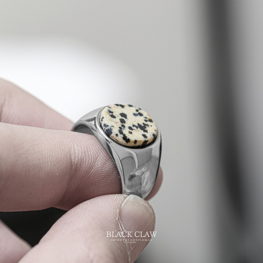 Dalmatian Stone Signet Ring【SILVER】
