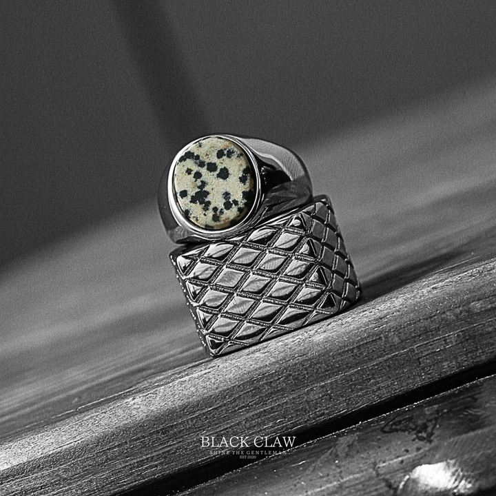 Dalmatian Stone Signet Ring SILVER スタイリング