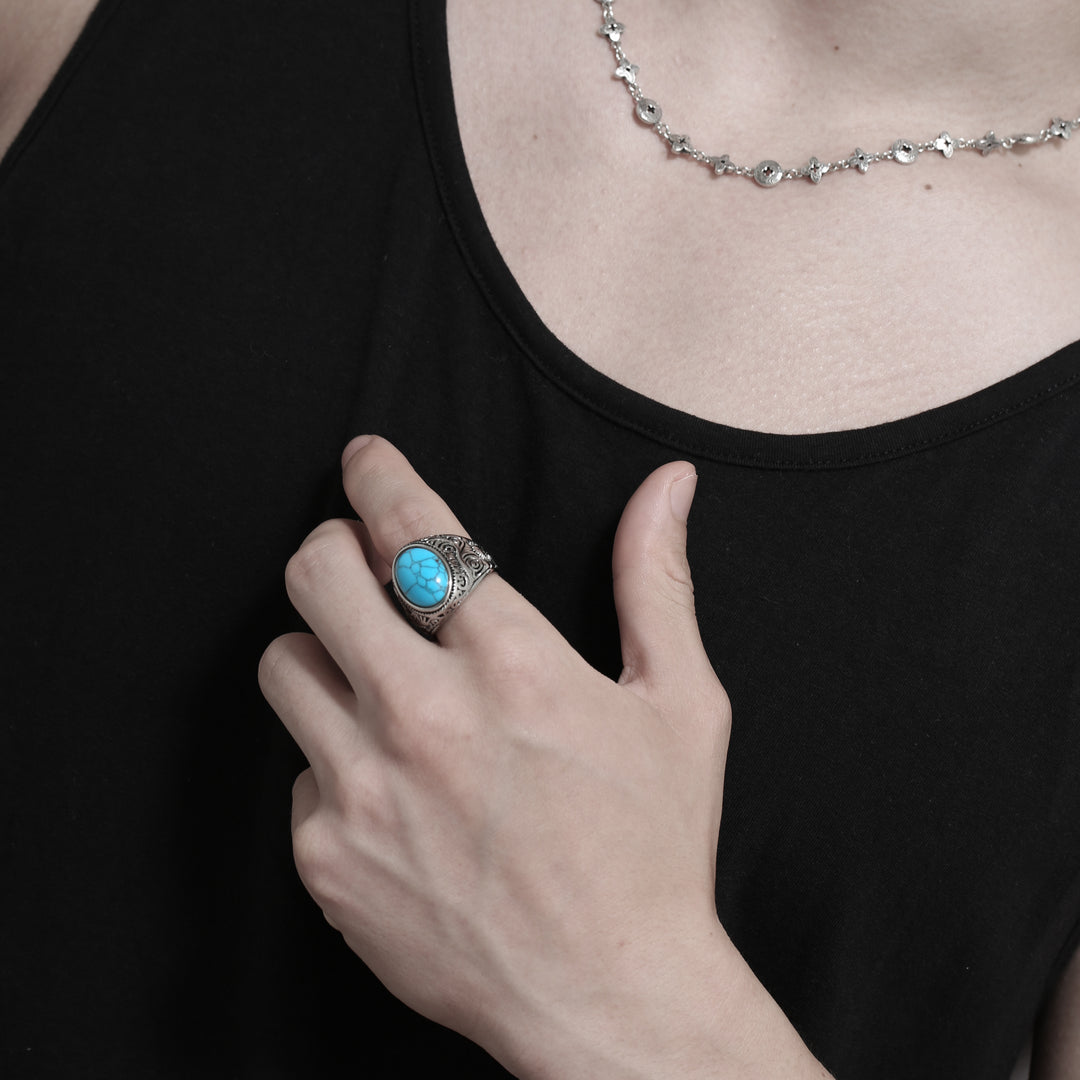 316L Turquoise Onyx Ring CRACK