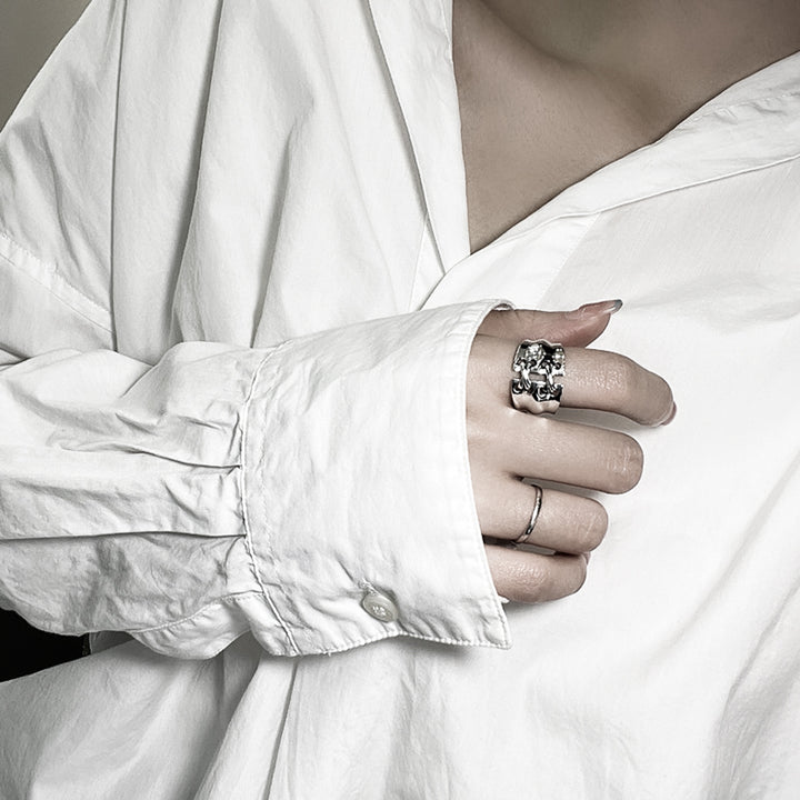 S925 Double Cross Ring