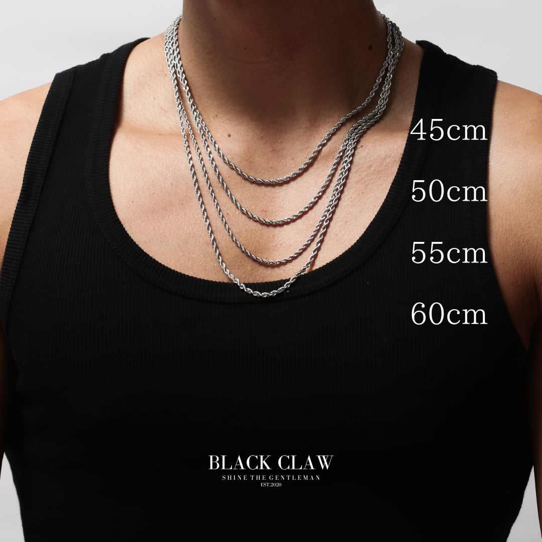 316L ロープチェーンネックレス シルバー | メンズ | BLACK CLAW