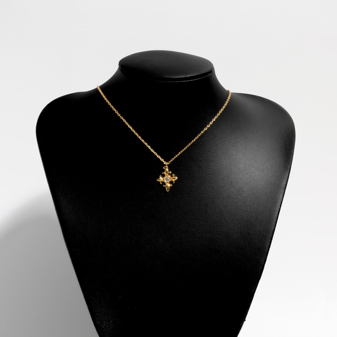 S925 Zirconia cross diamond necklace GOLD
