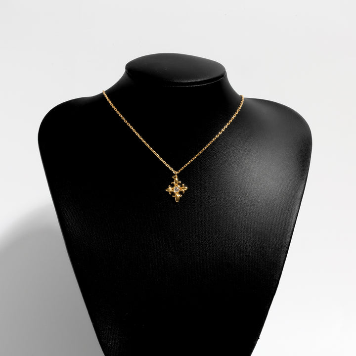 S925 Zirconia cross diamond necklace GOLD