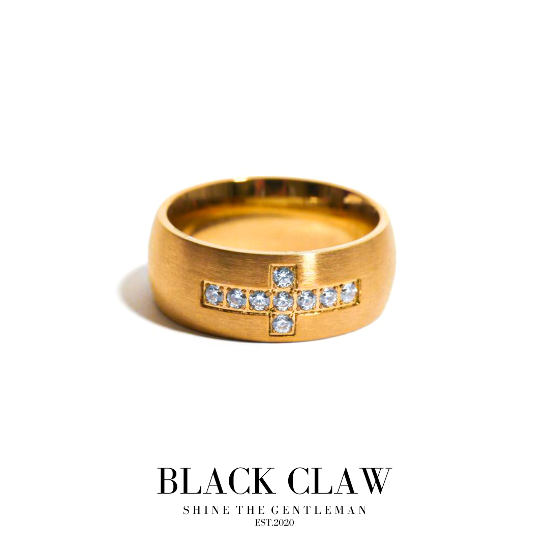 316L Zirconia Cross Ring【GOLD】