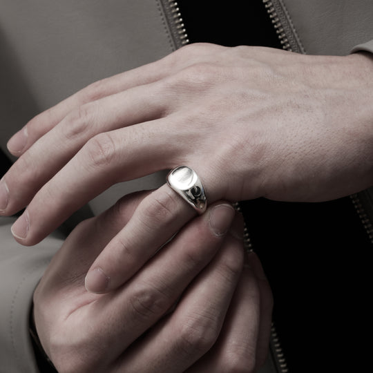S925 Sun and Moon Signet Ring / B&C