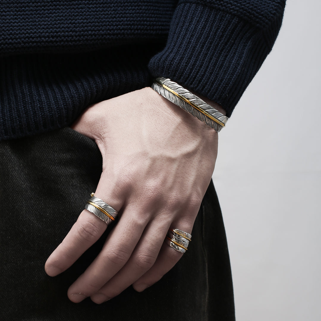 S925 Indian Feather Bangle
