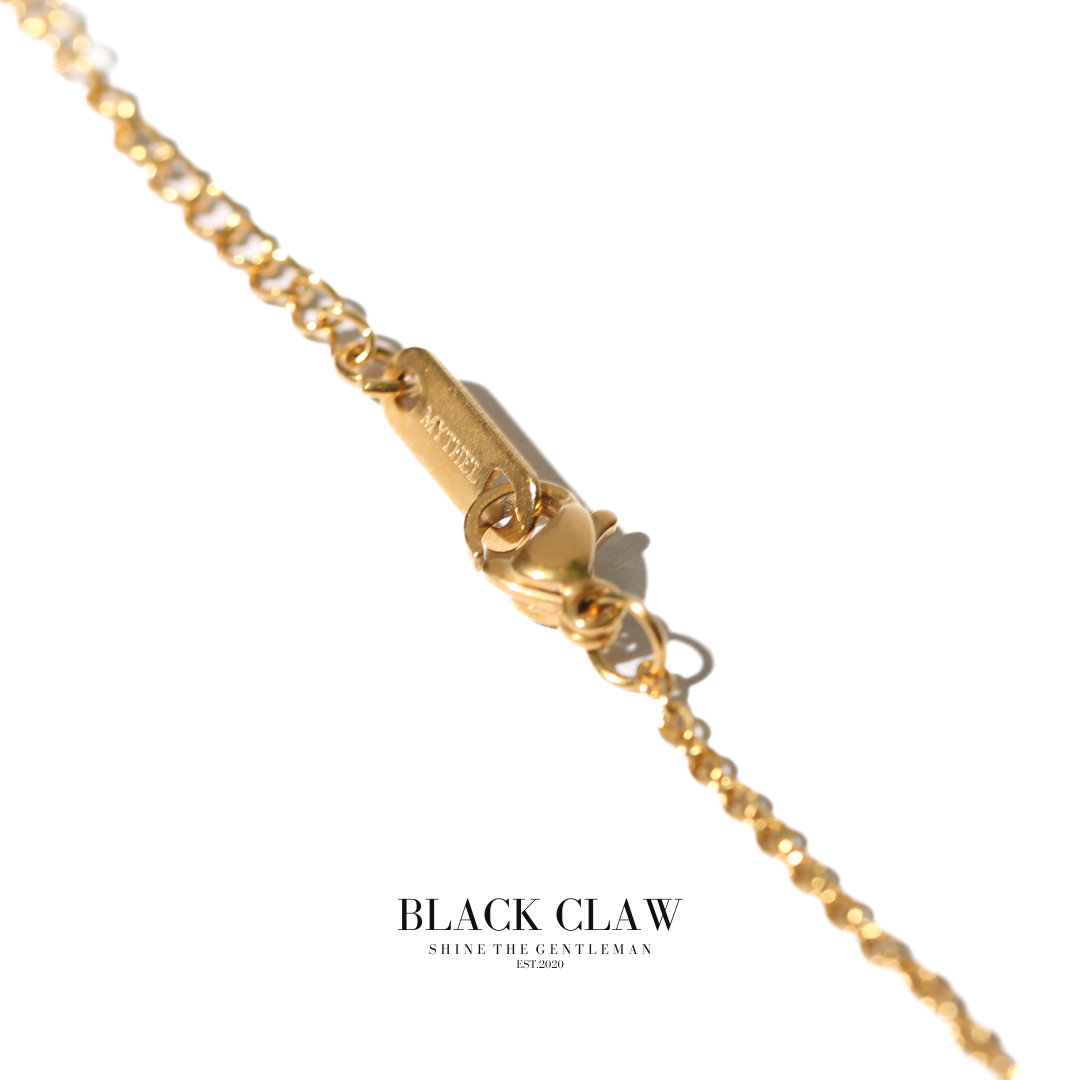 S925 Zirconia square and Cross necklace 【GOLD】