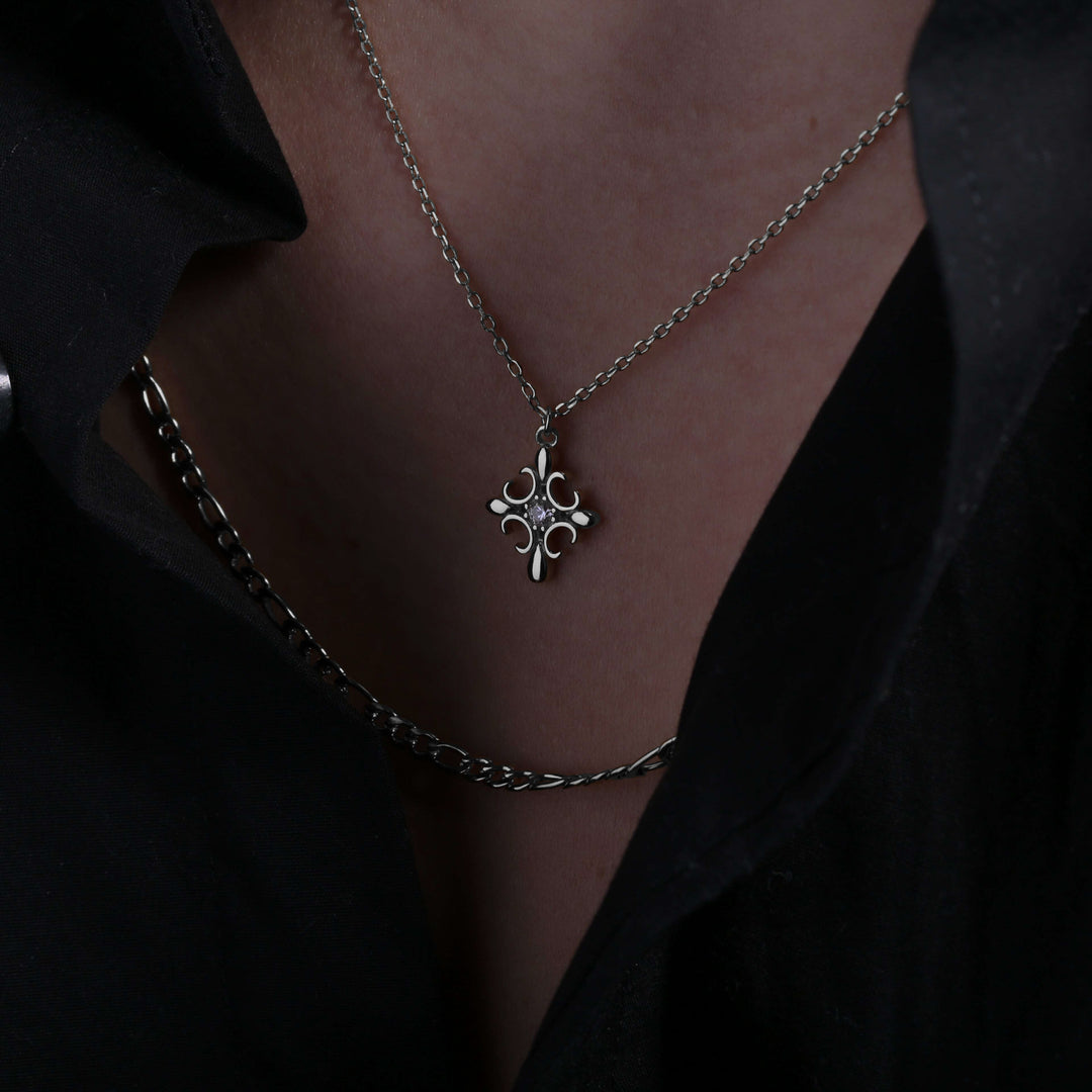 S925 Zirconia cross diamond necklace SILVER