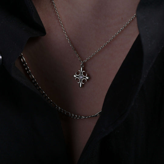 S925 Zirconia cross diamond necklace SILVER