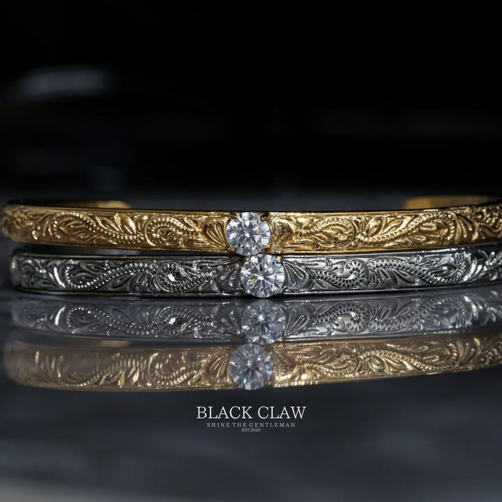 【Plumeria Engraved Zirconia Bangle】silver
