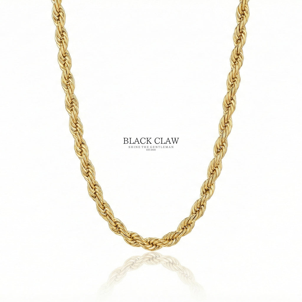 316L ロープチェーンネックレス ゴールド | メンズ | BLACK CLAW