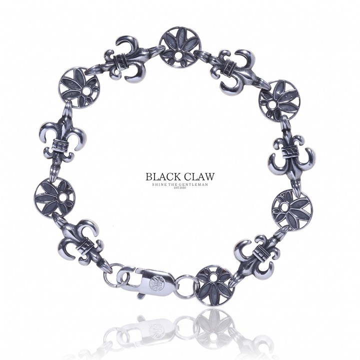 Fleur de Lis Emblem Bracelet 百合の紋章とBLACK CLAWエンブレムを交互に連ねた316Lブレスレット 全体像