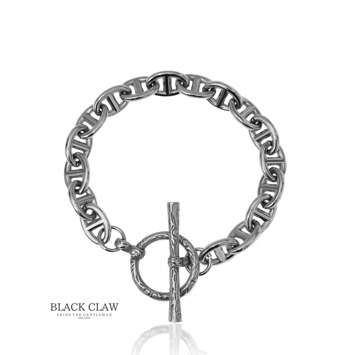 316L Hawaiian Anchor Chain Bracelet SILVER ハワイアン柄マンテル アンカーチェーンブレスレット 全体