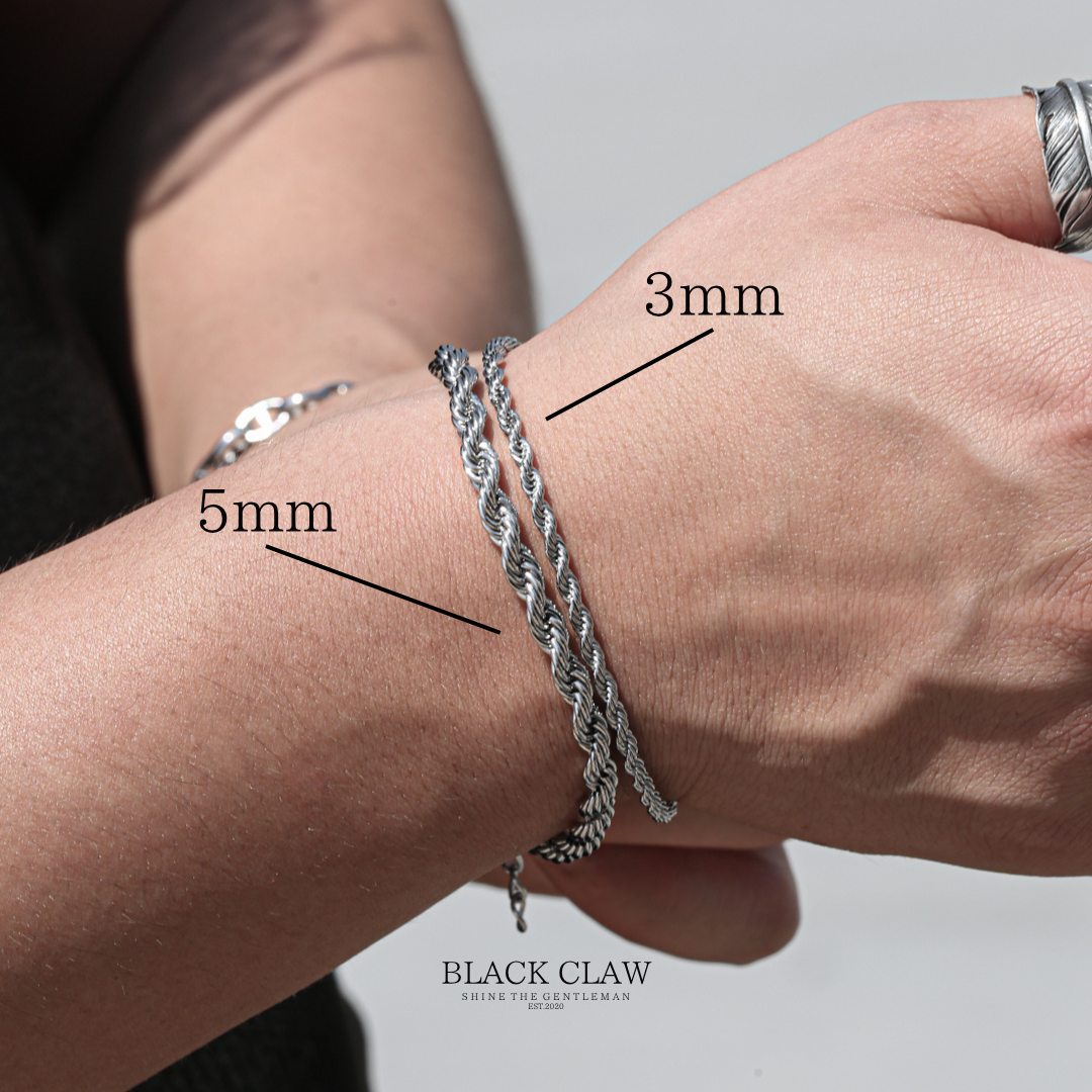Twist Rope Bracelet Silver - 3mm/5mm 比較